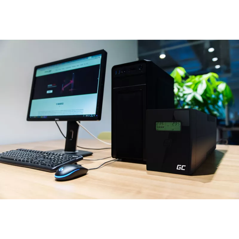 Green Cell UPS01LCD UPS keskeytymätön virransyöttö Line-Interactive 0,6 kVA 360 W 2 pistorasiaa
