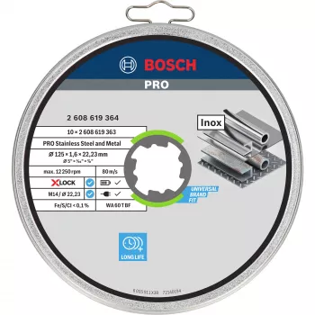 Bosch X-LOCK suora katkaisulaikka, 125 mm, 10 kpl