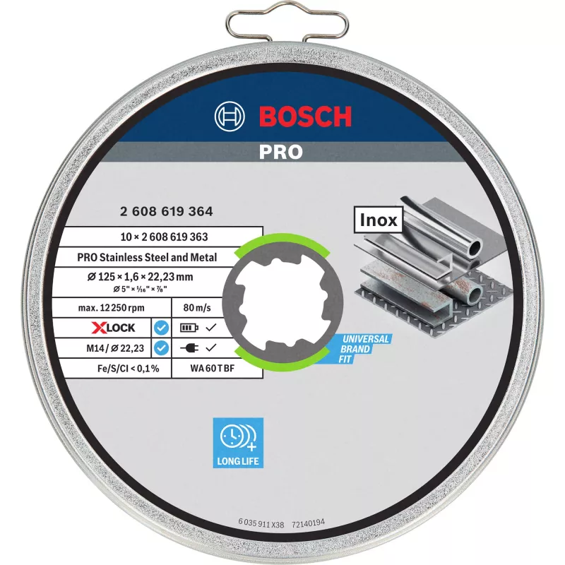 Bosch X-LOCK suora katkaisulaikka, 125 mm, 10 kpl