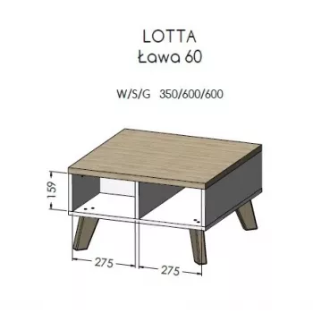 Cama LOTTA 60 olohuoneen pöytä valkoinen/Sonoma-tammi