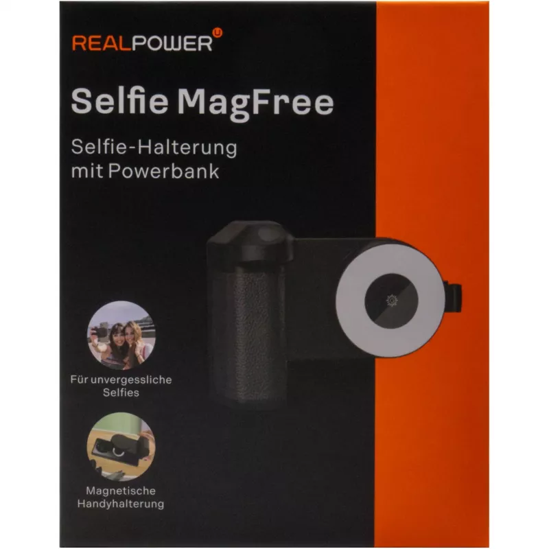 Selfie-valo RealPower Selfie MagFree LED musta valkoinen ABS PU