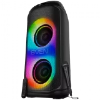 Kaiutin SVEN PS-1050, musta (200W, TWS, Bluetooth, FM, USB, microSD, LED-näyttö, 7200mAh)