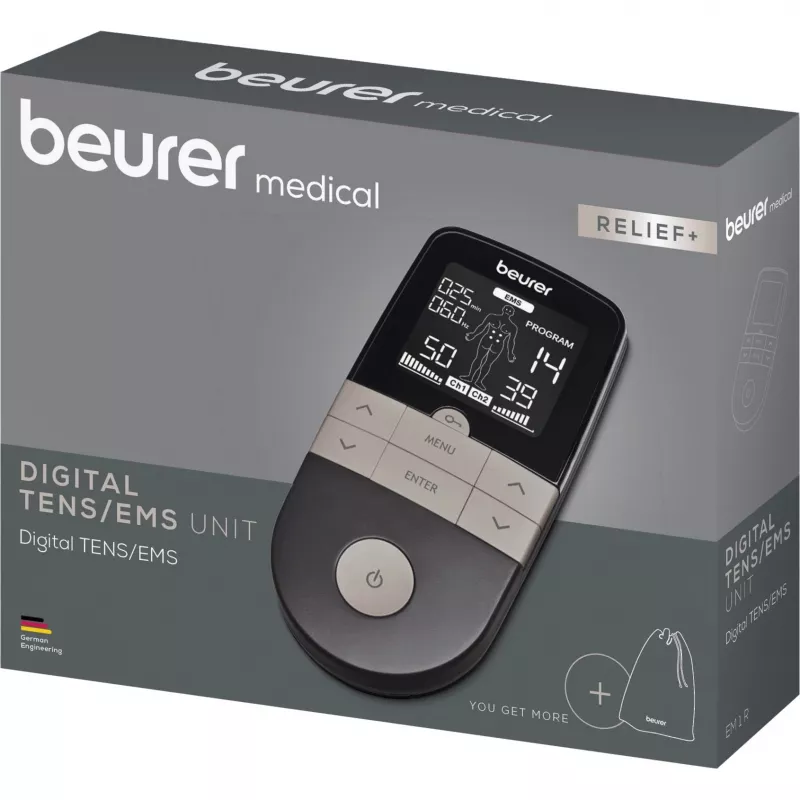 Elektrostimulaatio-TENS/EMS-laite Beurer EM 1 RELIEF+ (malli 60428) antrasiitti
