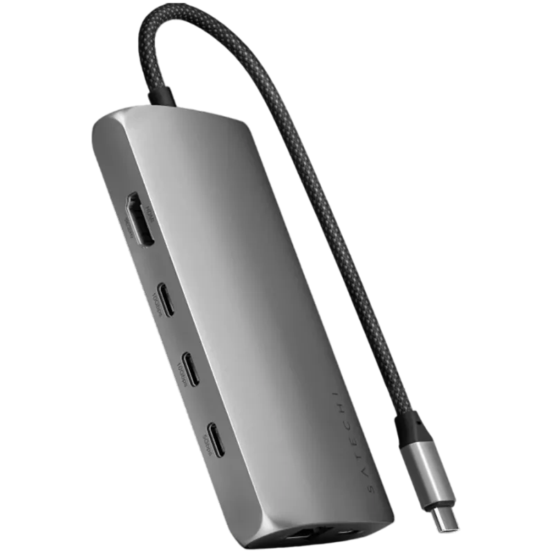 Satechi USB-C-moniporttisovitin 8K Ethernetillä V3 space grey (ST-P8KEM)