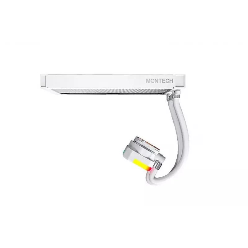 AIO-vesijäähdytys Montech Hyper Flow ARGB 240 mm valkoinen — 240 mm jäähdytin, ARGB-valaistus, valkoinen malli