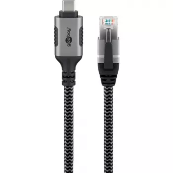 Goobay 70755 USB-C - RJ45 Ethernet CAT 6 -kaapeli vakaan langallisen internetyhteyden muodostamiseen reitittimen/modeemin/verkkokytkimen kanssa/korvaa USB - RJ45 -sovittimen / 1