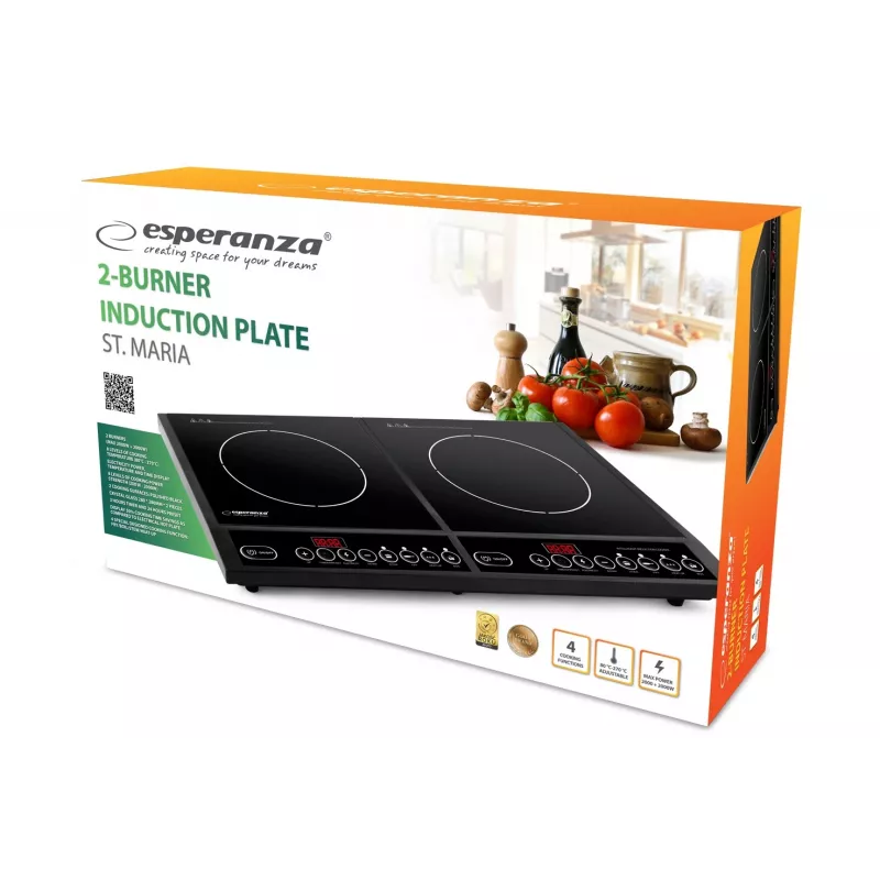 Esperanza St. Maria EKH008 pöytämallinen induktiokeittotaso, 2 aluetta, 4000 W, musta