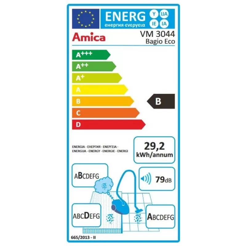 Pussiton pölynimuri Amica Bagio Eco VM 3044
