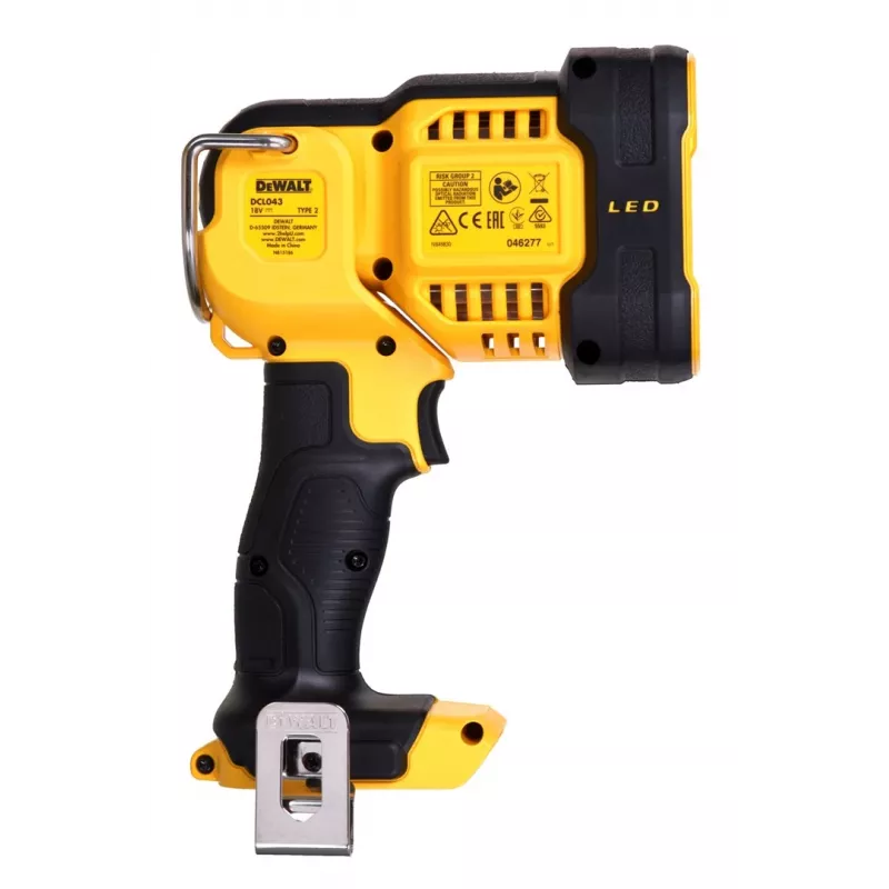 Riippuvalaisin DeWalt DCL043-XJ, LED 1000 lm, 3 valonlähdettä, 90° valokeila, keltainen/musta