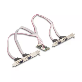 Sisäinen RS-232-liitäntäkortti DELOCK 95278 — Mini PCI Express -isäntä, 4× RS-232-lähtöä, FIFO 256 B, 30×51×10 mm