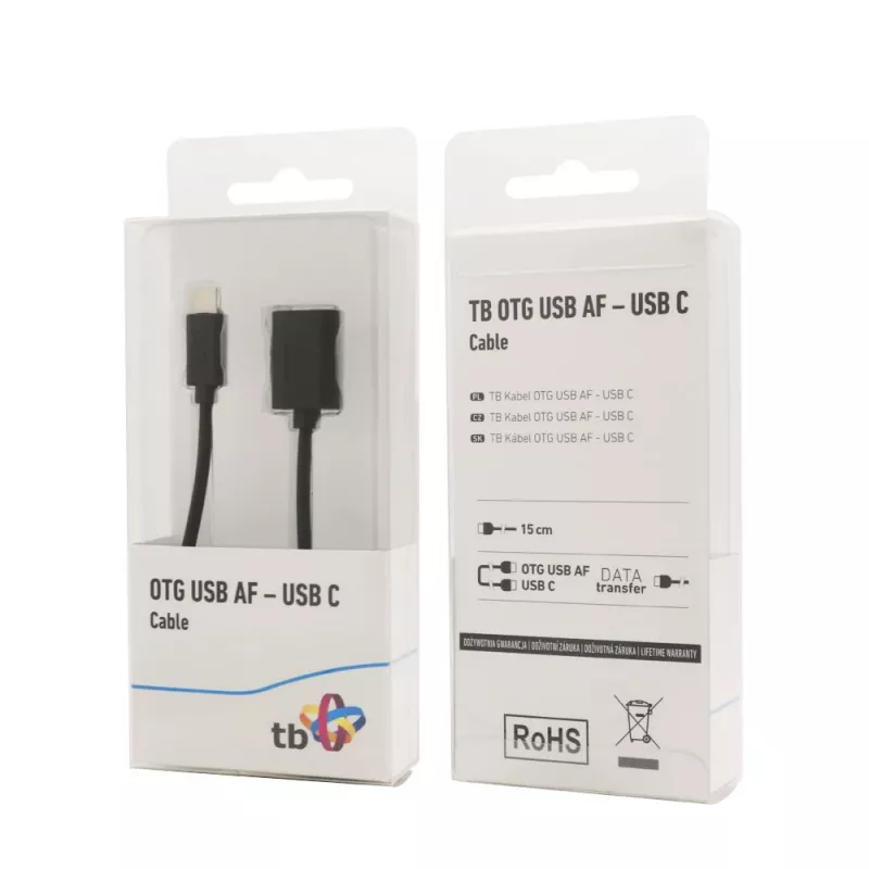 TB kaapeli OTG USB AF - USB C 15cm musta (AKTBXKU4PAC015B)