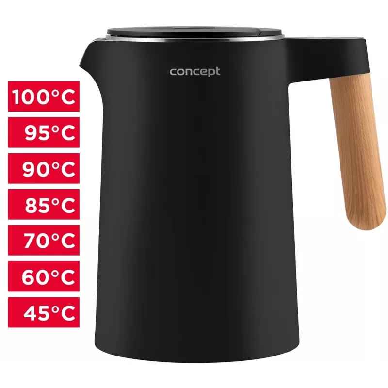 Kaksiseinäinen vedenkeitin 1,5 L Concept musta RK 3301