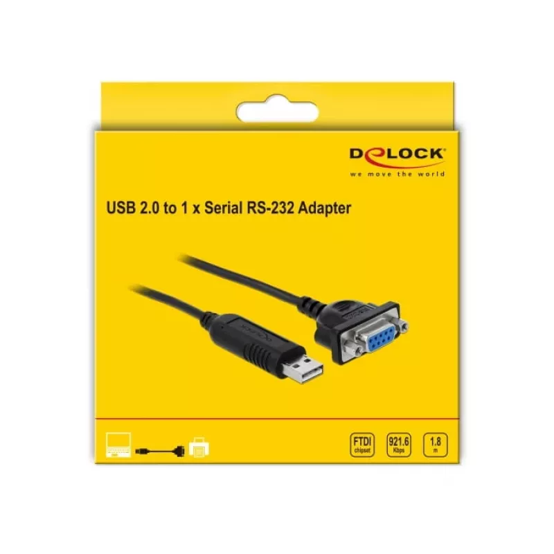 Sarjakaapeli DeLOCK 66281 musta 1,8 m RS-232 USB Type-A