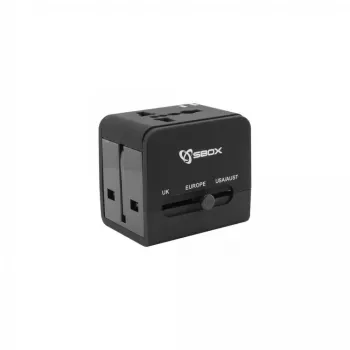 Matkasovitin SBOX TA-23 kaksois-USB-laturilla ja yleisellä pistokeyhteensopivuudella