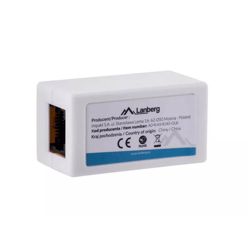 Lanberg AD-RJ45-RJ45-OU6 RJ45-jatkoliitin Cat.6 UTP, valkoinen