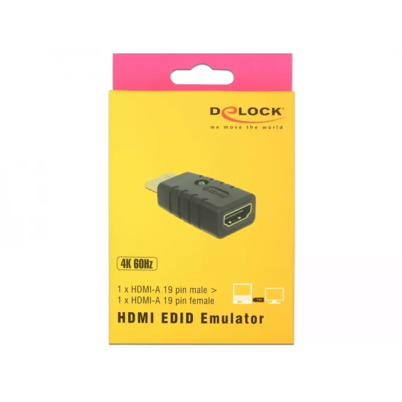 Sovitin HDMI (uros) > HDMI (naaras), EDID-emulaattori (musta)