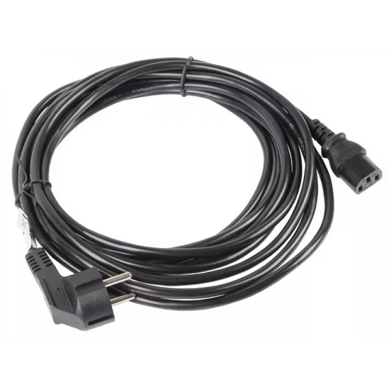 Virtakaapeli LANBERG CA-C13C-11CC-0050-BK – 5 m, C13-liitin CEE7/7, kulmaliitin C13