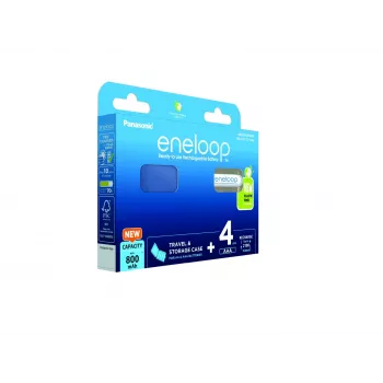 Uudelleenladattavat paristot PANASONIC ENELOOP AAA 800 mAh 4 kpl + kotelo (BK-4MCDE/4CP+CASE)