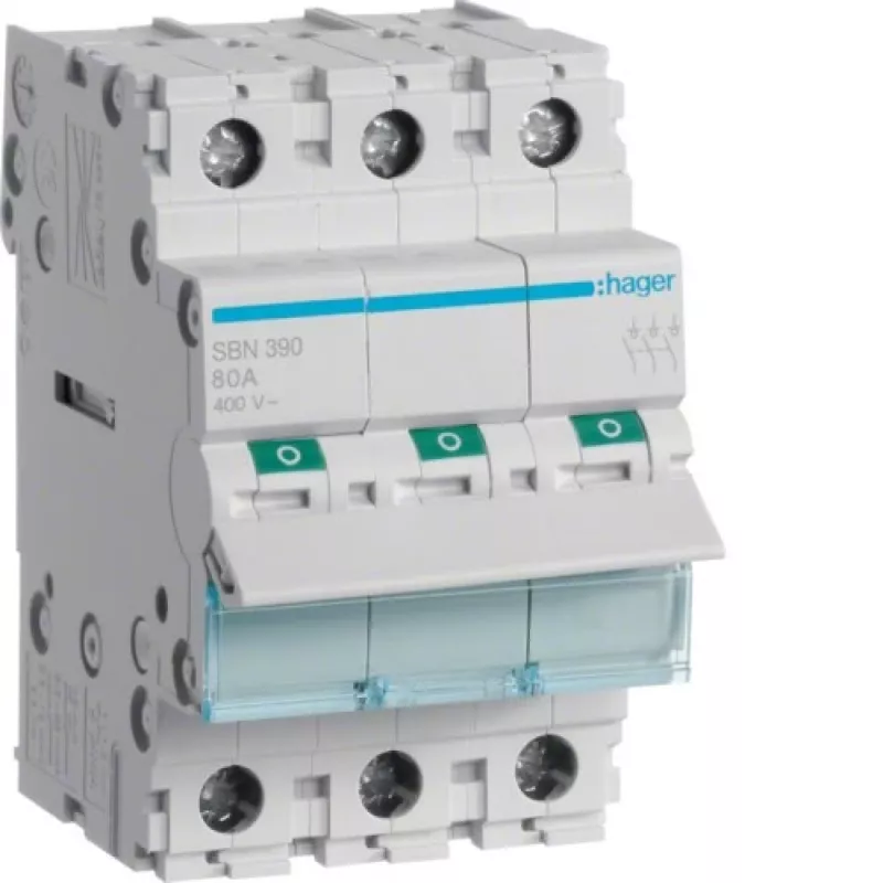 Hager SBN390 erotuskytkin, 3P 100 A, 3 moduulia