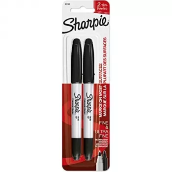Sharpie 1985878 - musta - musta - valkoinen - erittäin hieno - 650 m - kangas - lasi - paperi - muovi - puu - 2 kpl