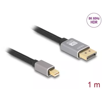 DeLOCK Mini DisplayPort - DisplayPort -kaapeli 8K 60 Hz 1 m harmaa metalli ilman lukitusta