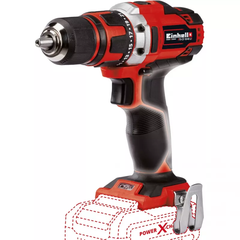 Einhell TE-CD 18/40 Li-Solo, 1500 kierr./min, pikakiinnitysistukka, 1,1 kg, musta, punainen