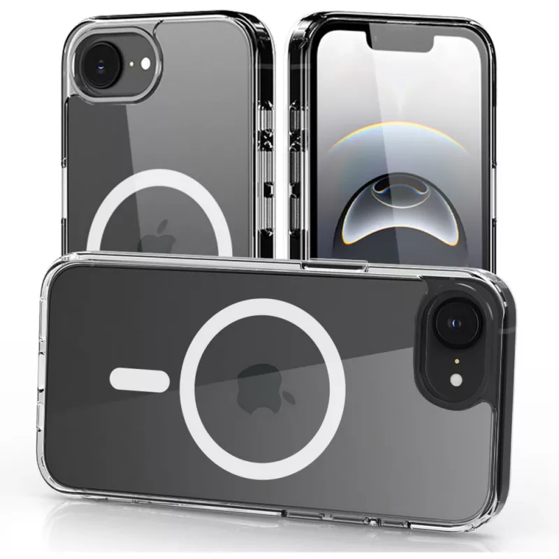 Nevox StyleShell SHOCKFlex - iPhone 16e/17e MagSafe-yhteensopiva läpinäkyvä