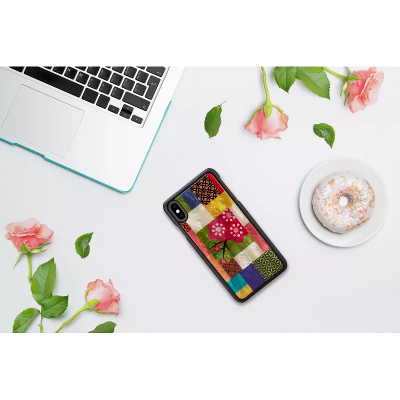 iKins älypuhelimen suojakotelo iPhone XS Max – kirsikankukkakuvio, musta