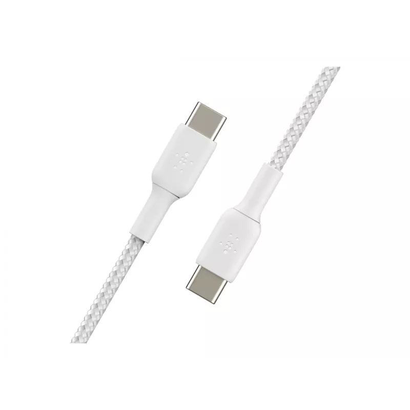 Kaapeli punottu USB-C - USB-C 1 m valkoinen