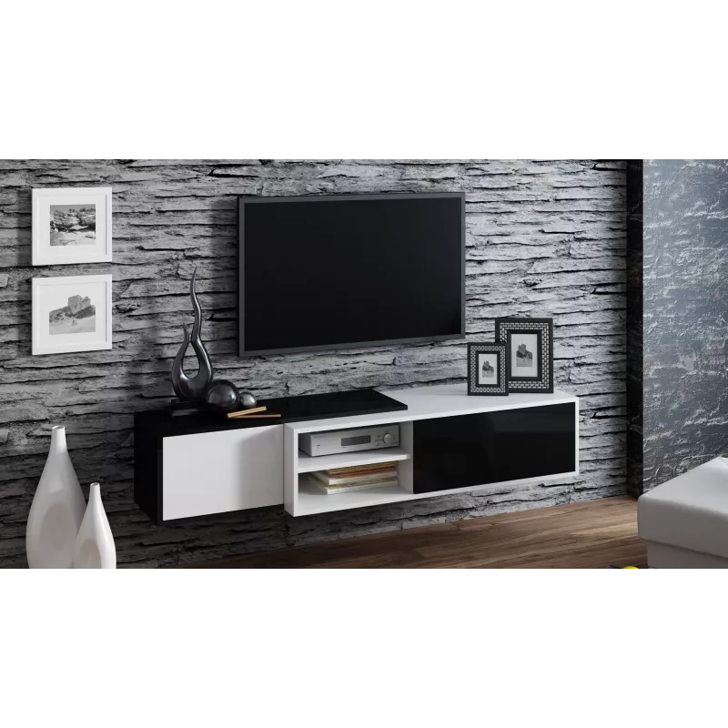 Cama TV-kaappi SIGMA1 180 valkoinen/musta kiiltävä