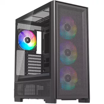 PC-kotelo Silentware Air 2000 A-RGB musta — Mid-Tower, karkaistusta lasista valmistettu sivupaneeli