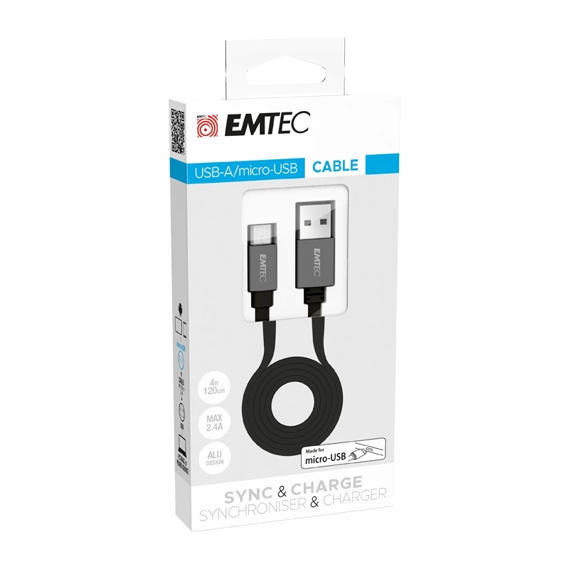 Emtec T700B 1,2 m USB-kaapeli USB A Micro-USB B musta