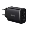 Baseus kompakti pikalaturi, 3x USB, 17 W (musta)