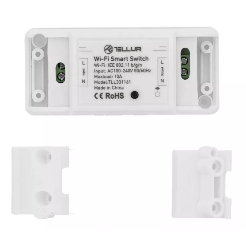 Inline WiFi -kytkin Tellur TLL331161 2200W — älykäs inline-rele lampuille ja laitteille