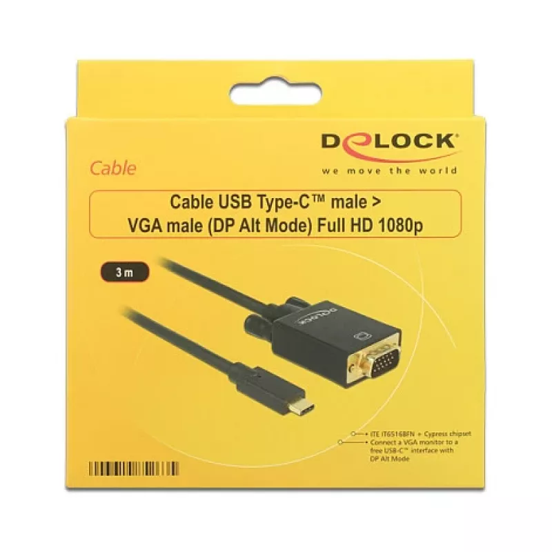 Videokaapelisovitin DeLOCK 85263 USB Type-C - VGA 3 m musta