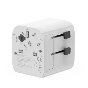Yleismatka-adapteri GEMBIRD TPA-EU2A12-01-W 12W USB-virtalähde kansainvälisiin pistorasioihin