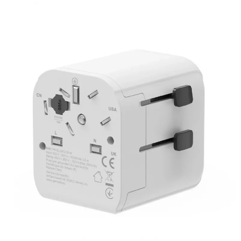 Yleismatka-adapteri GEMBIRD TPA-EU2A12-01-W 12W USB-virtalähde kansainvälisiin pistorasioihin