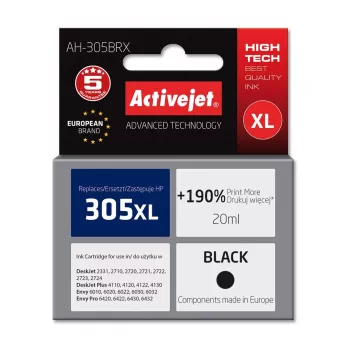 Activejet AH-305BRX muste (korvaa HP 305 XL 3YM62AE; Premium; 20 ml; musta)