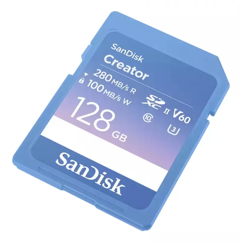 SanDisk Creator SD-muistikortti UHS-II 128 GB siirtonopeudet jopa 280 MB/s