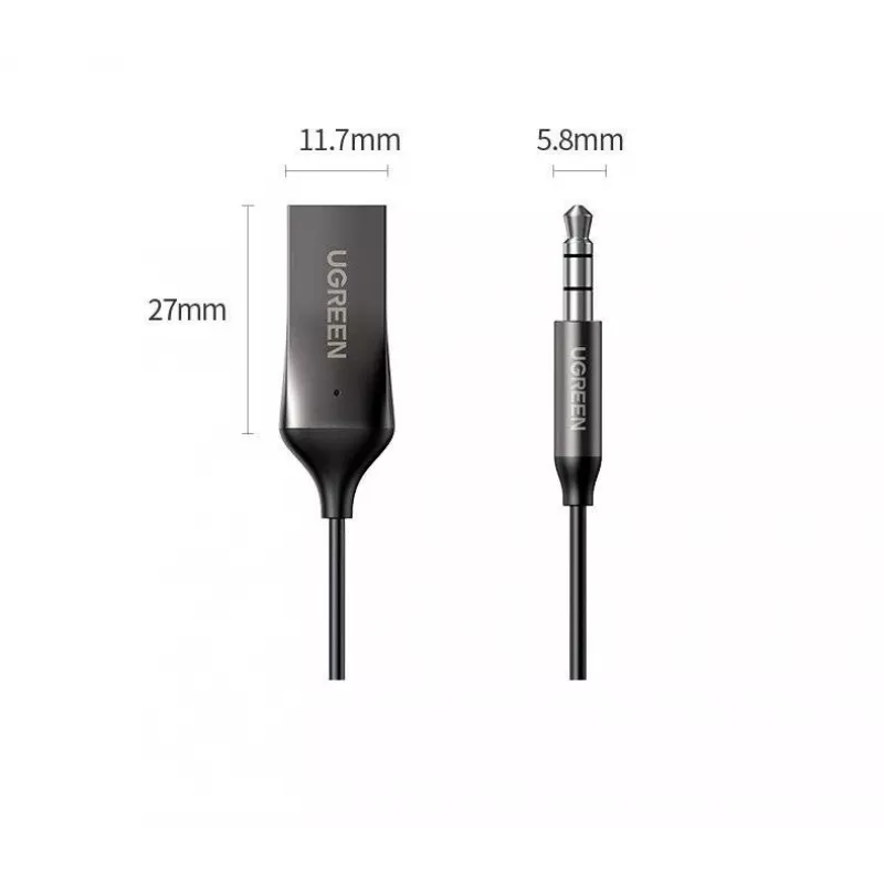 UGREEN CM309 Bluetooth 5.0 -äänivastaanotin, USB, 3,5 mm AUX-liitäntä, musta