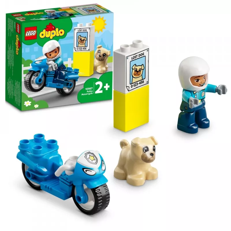 LEGO Duplo Poliisi 10967 lelumoottoripyöräsarja liikkuvilla pyörillä ja poliisihahmolla