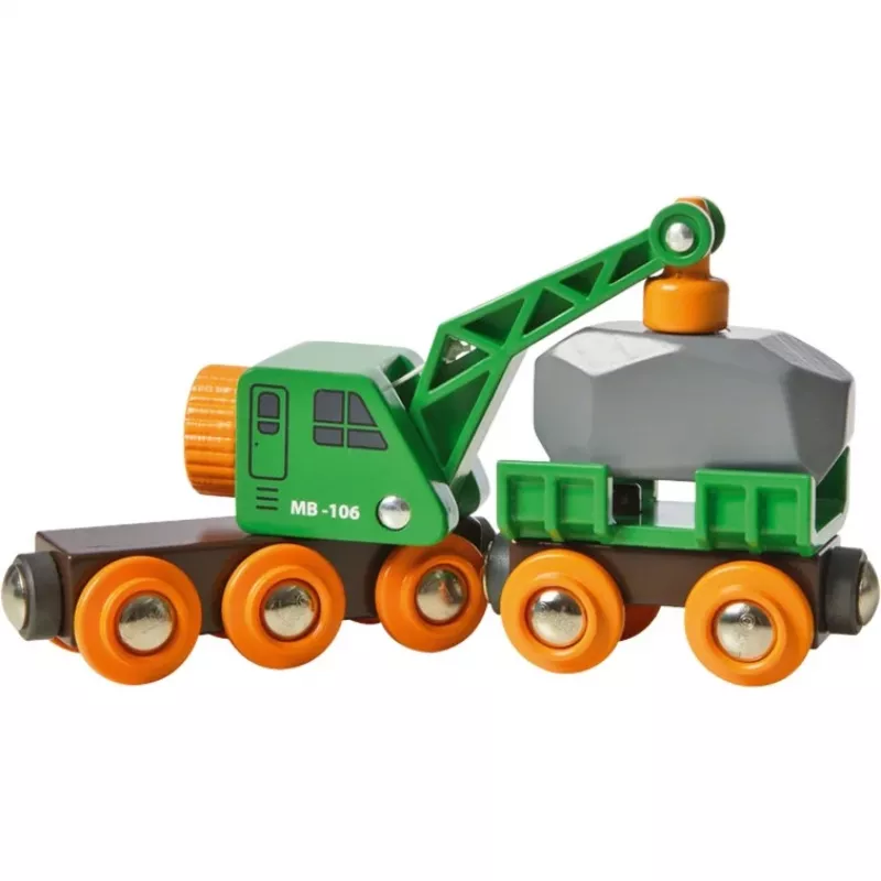 Wagon BRIO Clever Crane Wagon Lift and Load musta vihreä