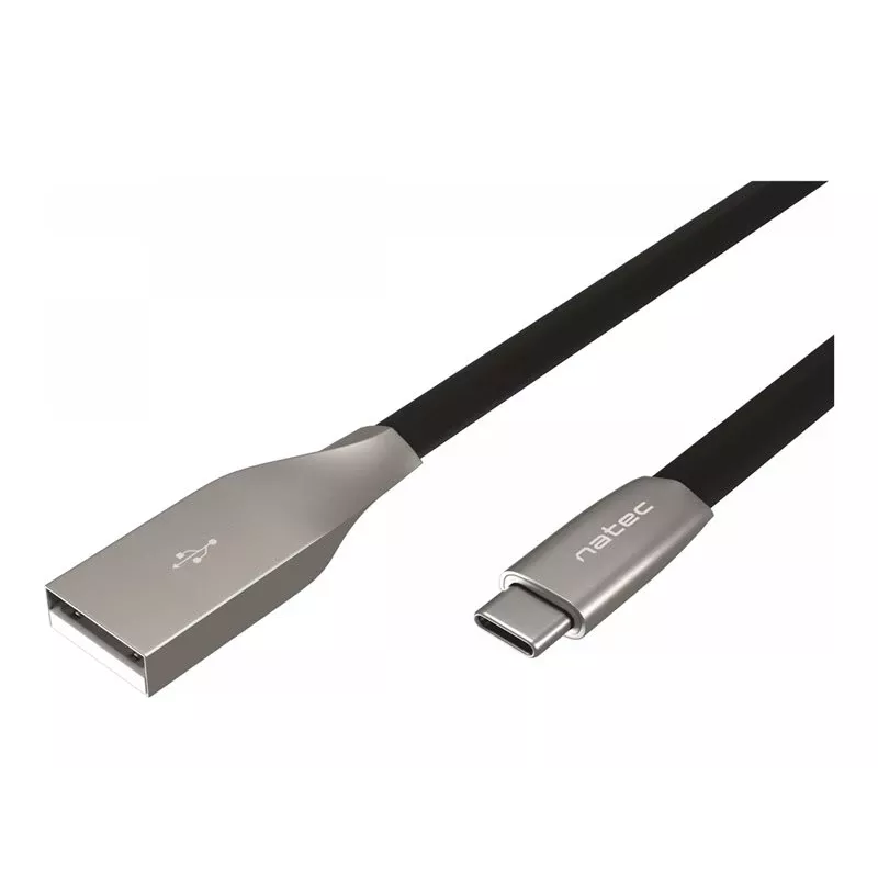 NATEC kaapeli USB-C/A 2.0 1 m prati 1 m musta metalli