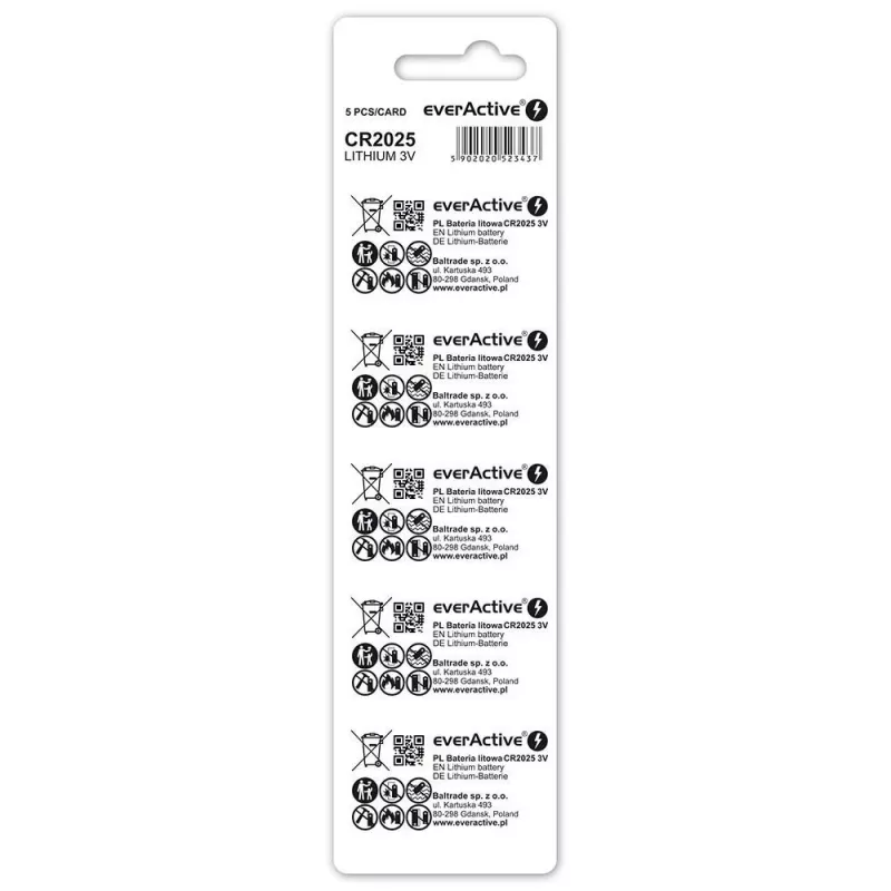 Litiumparisto mini everActive CR2025 - blisteri 5 kpl