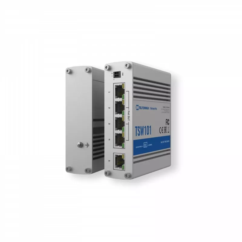 Teltonika TSW101 kytkin 5xGbE Ethernet 4xPoE+