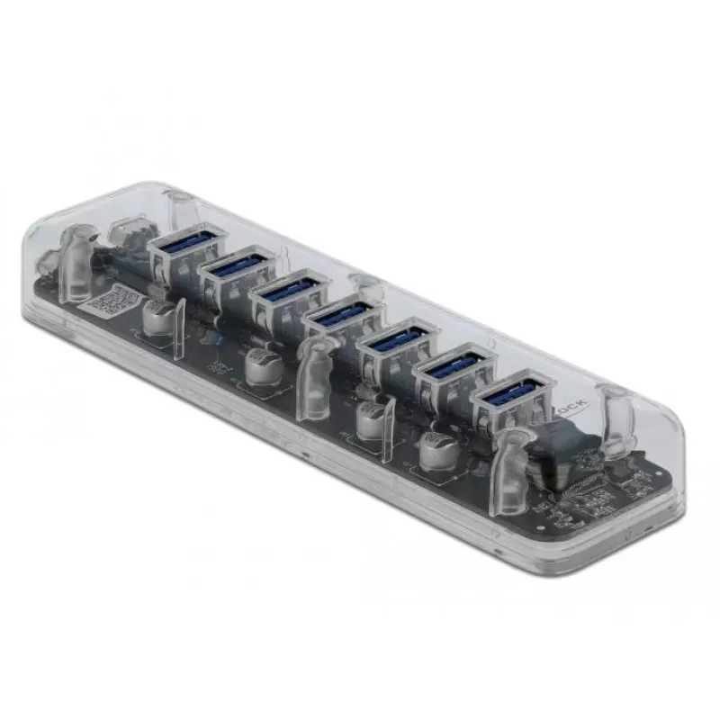 USB-keskitin DeLOCK 64088 läpinäkyvä USB 3.2 Gen 1 Micro-B