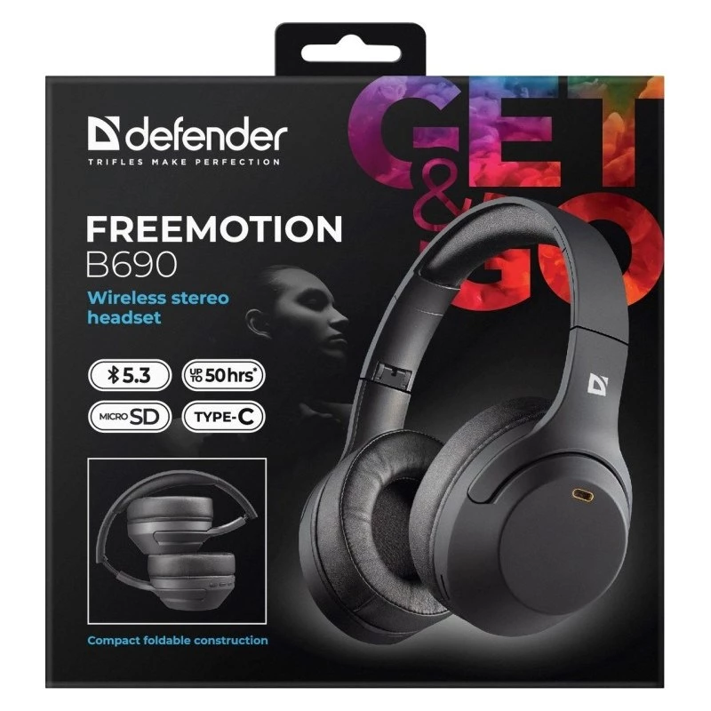 Kuulokkeet Defender Bluetooth Freemotion B690 musta