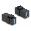 DeLOCK Keystone-moduuli USB 3.0 A naaras - A naaras musta 1:1