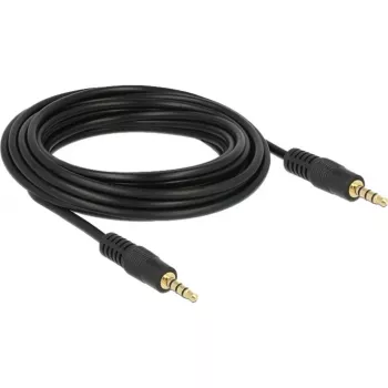 DeLOCK - audiokaapeli - 28 AWG - mini-jakki 3,5 mm, 4-napainen (M) - mini-jakki 3,5 mm, 4-napainen (M) - 5,0 m - suojattu - musta (83438)