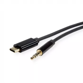 ROLINE sovitin USB-C - stereoplugi - USB-C uros käännettävä stereo mini-plug uros